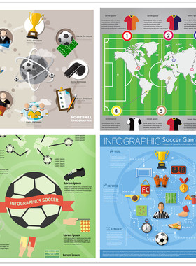A1208矢量扁平化信息图足球体育运动 AI设计素材