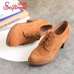 Related interesting spring of 2016 New England women's shoes leather heeled Oxford shoes with deep chunky heels shoes T53312