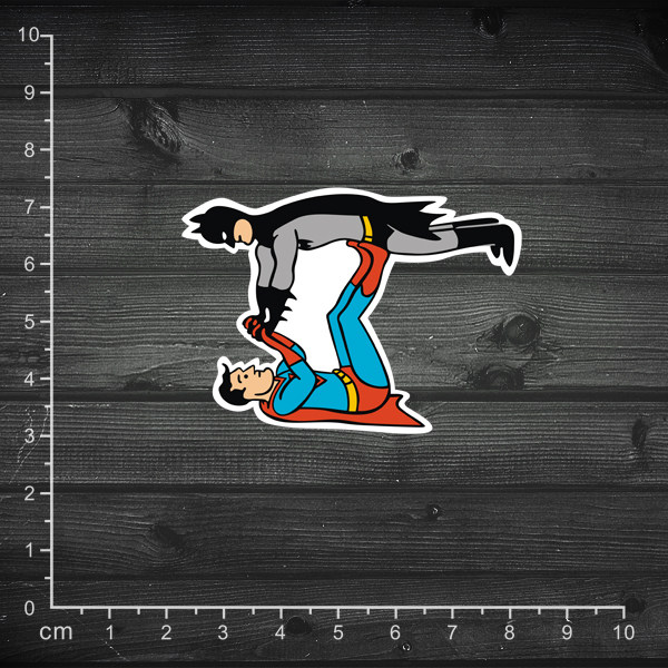 单张 恶搞 蝙蝠侠大战超人 复古美漫风格 笔记本贴纸 拉杆箱贴纸