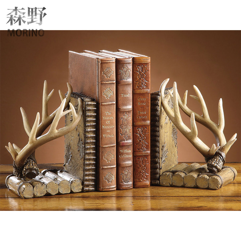 【森野照明精品收藏版】美式工艺品鹿角书靠玄关客厅别墅装饰摆件