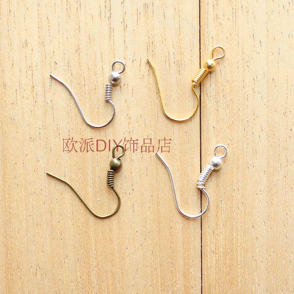 DIY配件DIY饰品金属配件 18MM带珠耳钩 2元20克约80个 DIY耳环