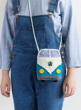 The Beard Man大众volk swagen复古巴士手工针织毛线斜挎女包