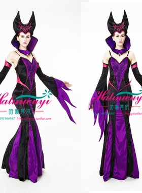 沉睡魔咒 玛琳菲森 Maleficent Cosplay有帽子cos服 万圣节电影