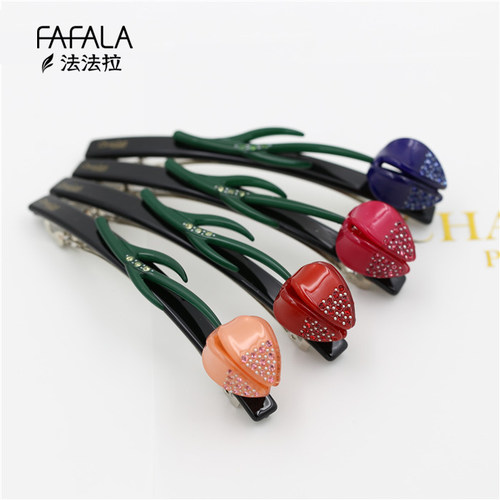 法国佩妮多色郁金香弹簧夹顶夹