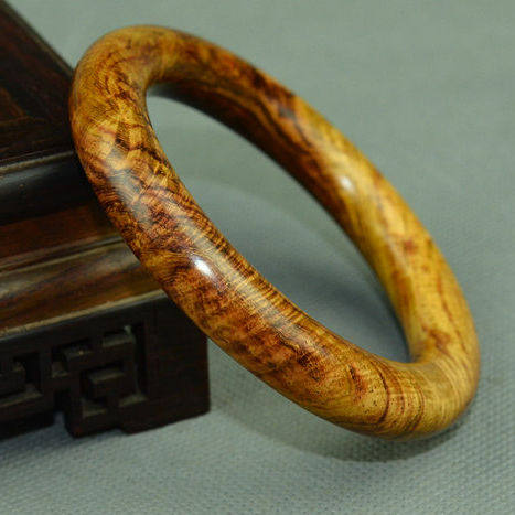 高端典藏 正宗海南黄花梨老料手镯 女款圆条镯 木镯子圈口58mm