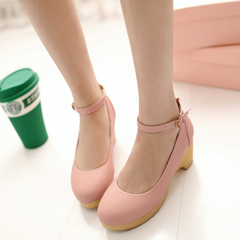 Head light shoes casual ladies shoes new buckle shoes in spring 2015 Joker ladies high heels