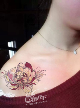酷玩天下纹身贴防水 玫瑰花 性感 遮瑕 纹身贴女 纹身贴纸