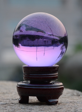 紫色水晶球摆件底座家居装饰