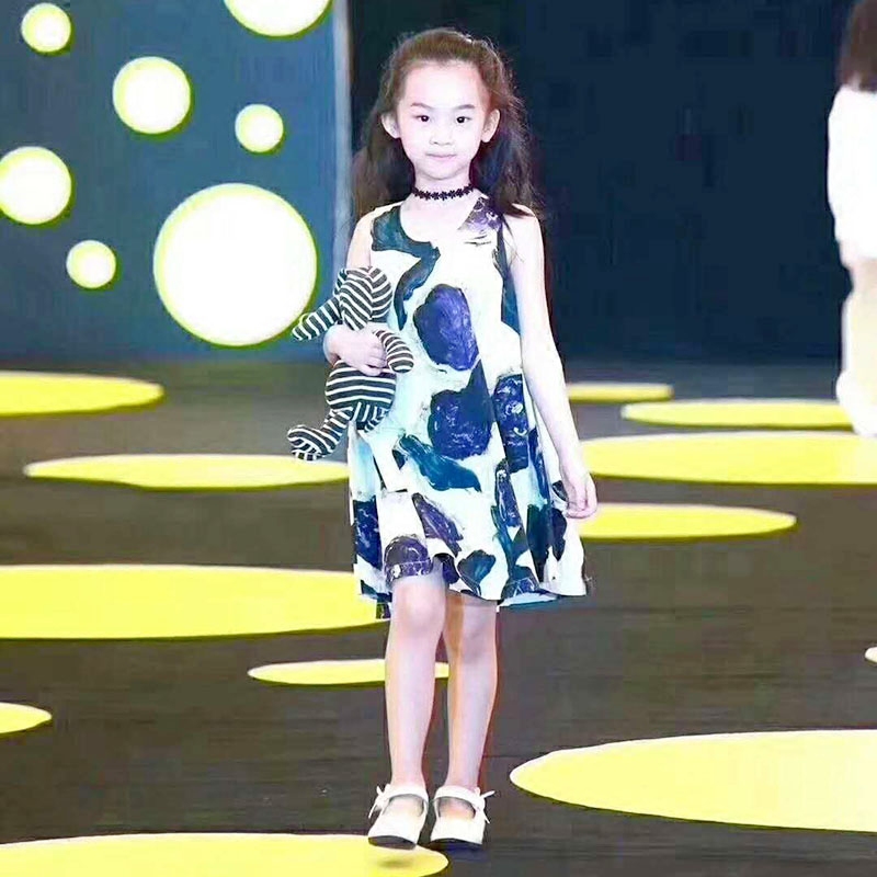 小江南2021夏装新款全棉印花圆领母女亲子装休闲超仙公主连衣裙女