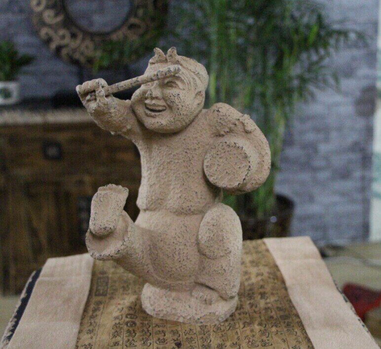 彷古做旧工艺礼品摆饰 中式复古中国风家居装饰摆件故事俑打鼓俑