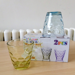 炫彩雨点杯2件套广告玻璃杯情侣对杯促销活动礼品广告积分礼品