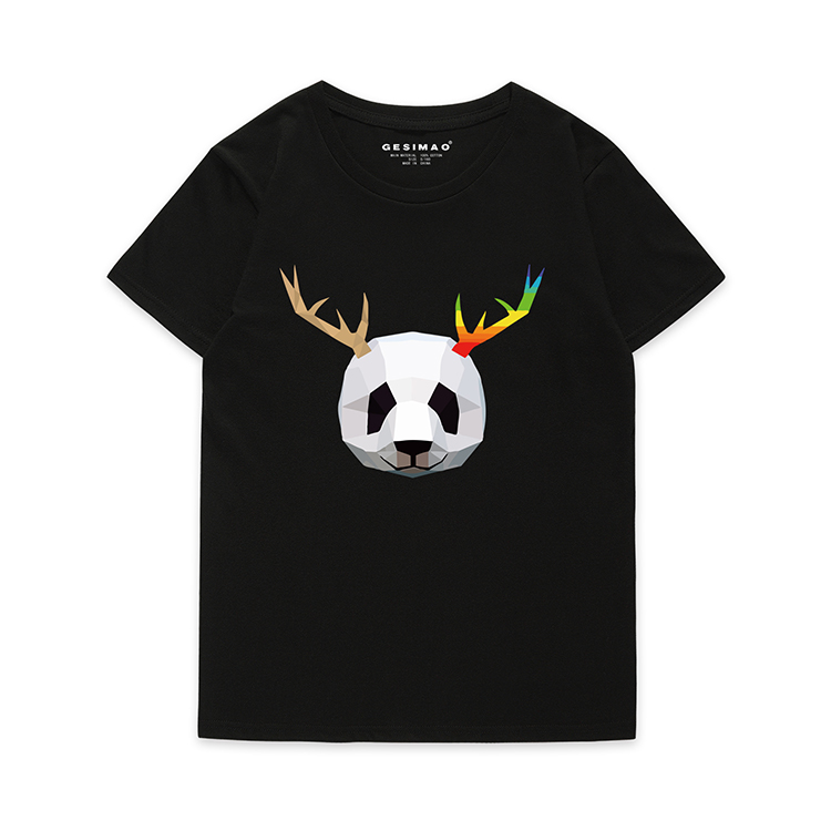 熊猫文艺t恤纯棉全棉百搭短袖