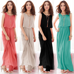 Summer Women Sexy Dress Girls Dresses Long Chiffon Skirt长裙