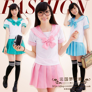日韩 水手服 套装学院派动漫cosplay 校服女学生制服 百褶短裙子