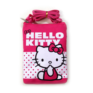 韩国正品Hellokitty凯蒂猫可爱粉色卡通迷你手机袋斜挎包幼儿挎包