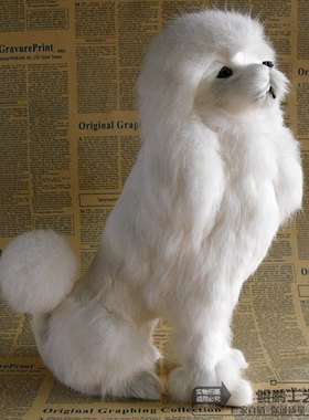 贵妇犬摆件兔皮毛工艺品