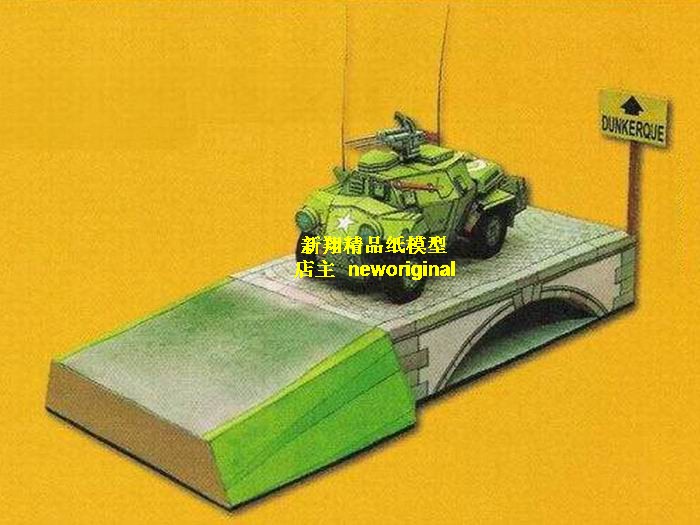 二战欧洲战场轻型装甲车石拱桥城市建筑场景巷战战争军事场景模型