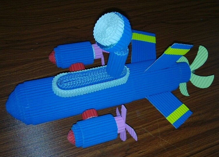 废物利用环保自制儿童手工瓦楞纸diy军事飞机幼儿手成品学生作业