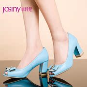 Zhuo Shini 2014 spring new rough female shoes high heel bow fish mouth shoes 141127260