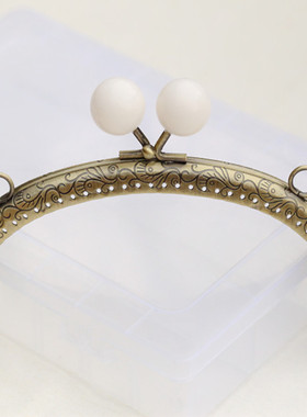 DIY手工包包配件辅料 16cm古铜色压花 白色大珠子 糖果头口金