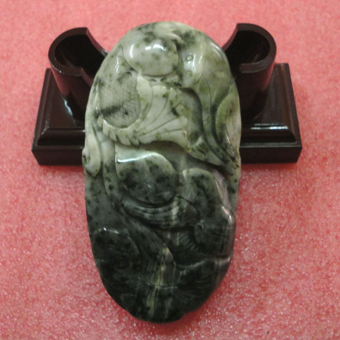 玉如意 南阳独山玉手把玩件南阳独玉手把件莲年有鱼