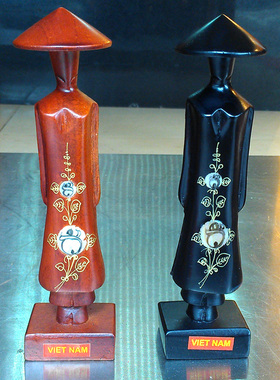 实木越南美女旗袍礼品摆件