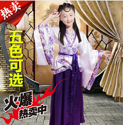 儿童古装贵妃装仙女演出服唐装优雅公主服装古代服装古筝演出服装