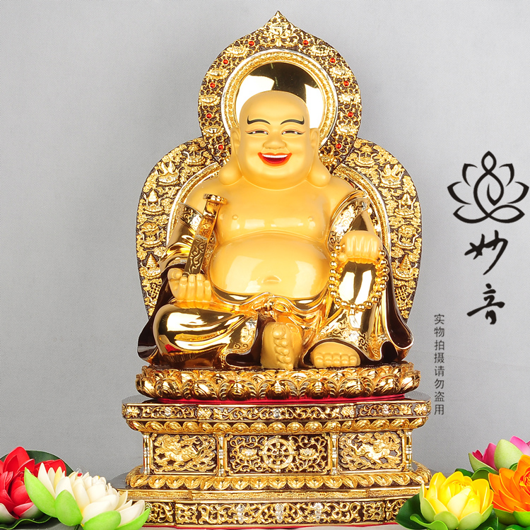 妙音 佛具 台湾 纯铜 鎏金 高56CM 弥勒佛 笑佛 欢喜佛 菩萨 佛像