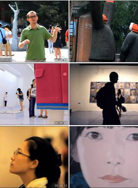 北京798艺术画廊看画展的人/中国高清实拍视频素材
