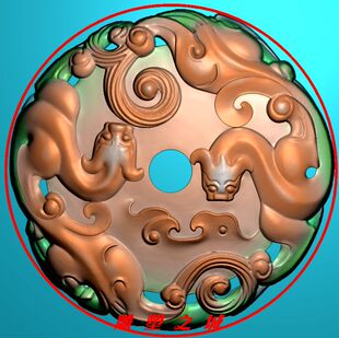 精雕图 灰度图 浮雕图 电脑雕刻图 仿古龙平安扣