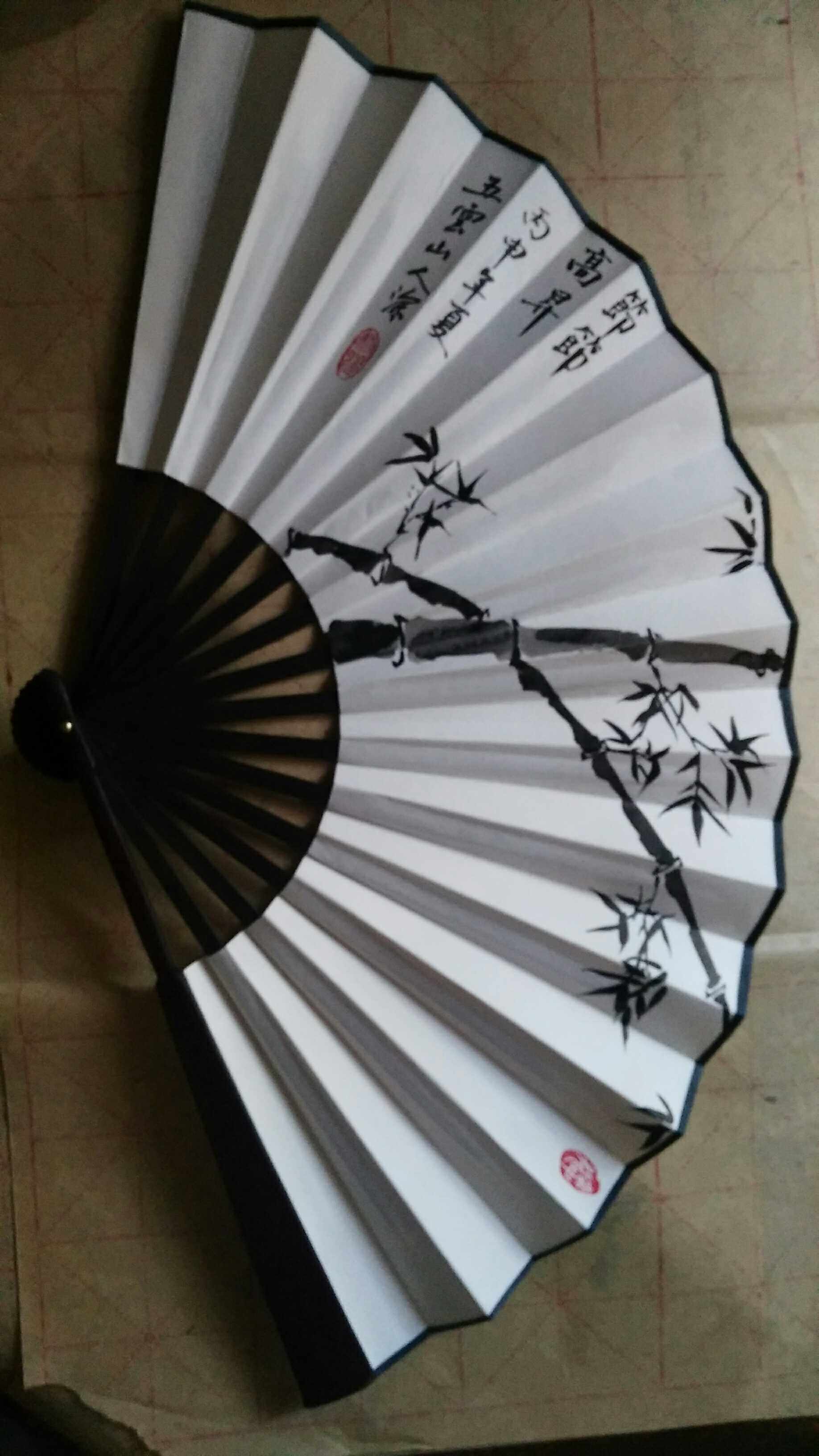 手绘国画墨竹节节高升十寸洒金宣纸折扇五云山人亲写字画真迹扇子