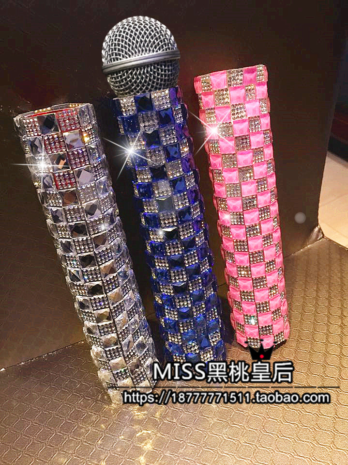 无线话筒专用 超闪方形水晶话筒套镶钻无线麦克风保护套歌手直播