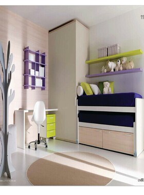 T1241--时尚创新儿童房板式书柜/衣柜家具设计图片资料