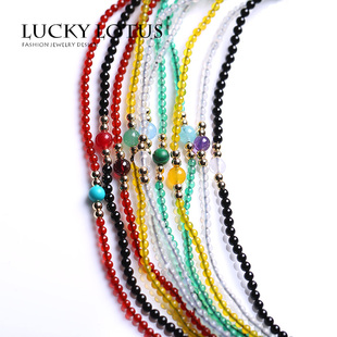订制新品luckylotus生辰石金珠编织手链极细小手串男女情侣款包邮