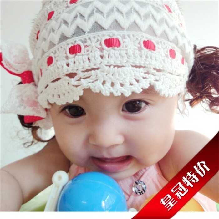 韩版婴儿童配饰宝宝假发带蝴蝶结头饰夏女孩纯棉3-4-5-6个月1-2岁