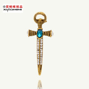 Package mail smiling retro mini cross brooch in Europe and America the new sword men corsage suit accessories rhinestone pin