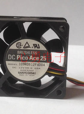 原装正品Sanyo/三洋散热风扇109R0612F4D04 DC12V 0.09A 6025