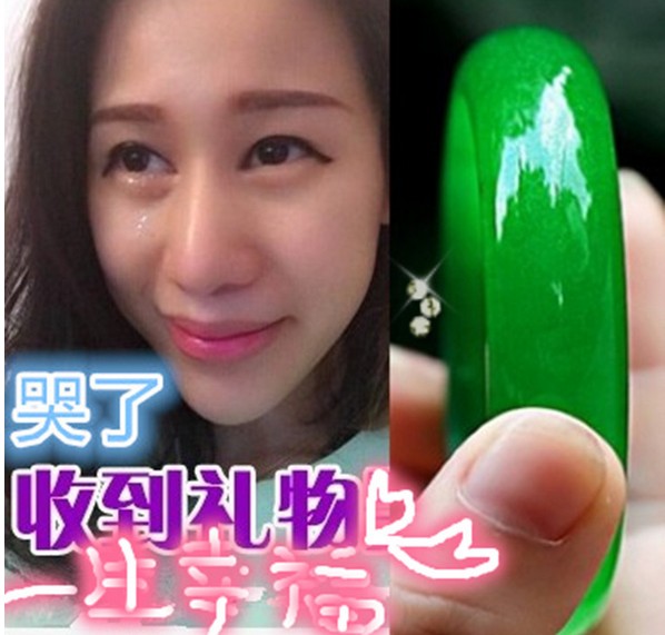 正品天然A貨 冰種碧綠翡翠玉手鐲 碧綠色玉鐲子 滿綠手鐲女款包郵
