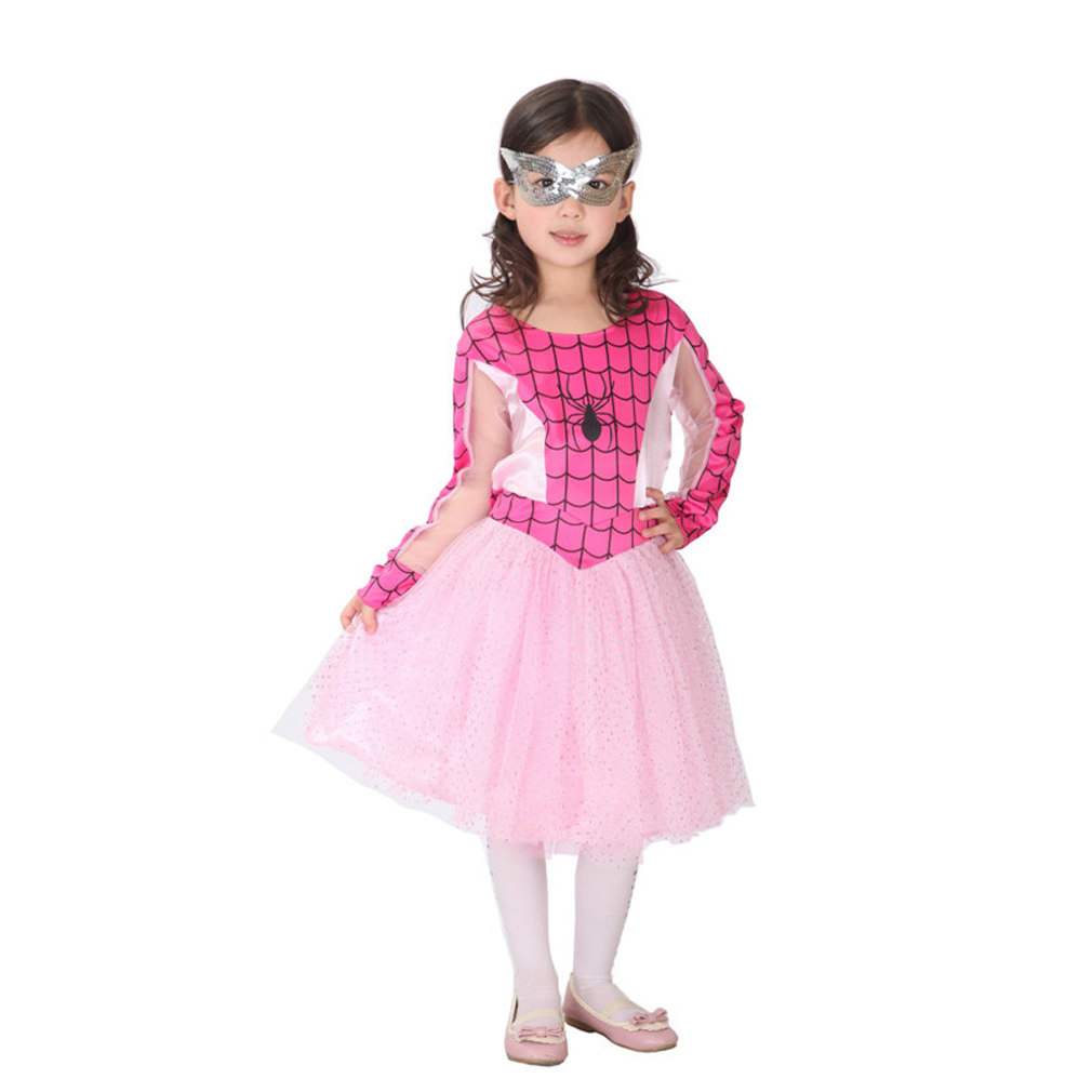 依依小天使 万圣节儿童服装粉色蜘蛛女侠表演装化妆舞会服装