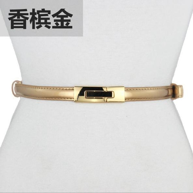 热卖女士韩版细装饰潮腰带真皮百搭漆皮简约时尚窄款商务小皮带女