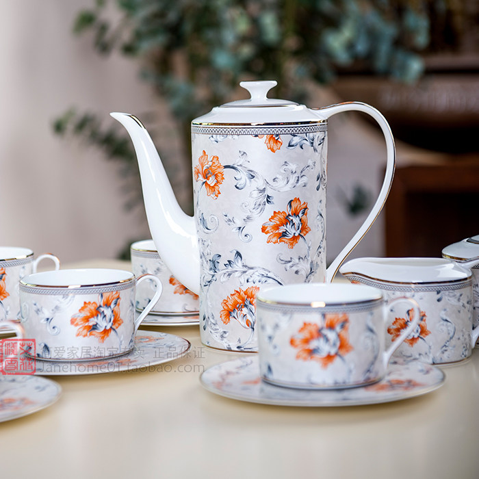 【简爱家居】花样年华15头咖啡具骨瓷6人份精美礼盒送礼佳品