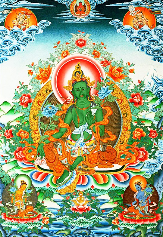 大慈大悲绿度母十字绣