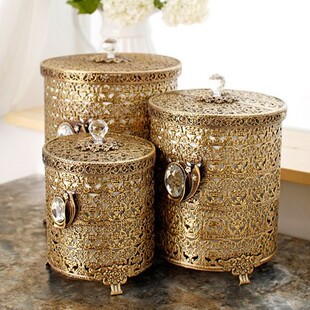 大号热卖 收纳整理复古桌面高档垃圾桶爆款 古铜色欧式 进口韩国正品