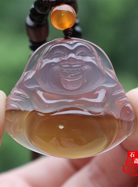 原色冰种玛瑙精雕大肚佛招财玉髓