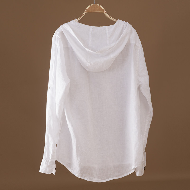 Chinese style Flax Long sleeved T-shirt 2019 summer Cotton and hemp Easy ventilation leisure time Hooded T-shirt Sunscreen Sweaterin the Men's clothing, T-shirt  category - from Buy2taobao.com to provide professional Taobao agent buy service