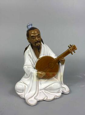 陶瓷石湾公仔书房人物抚琴工艺品