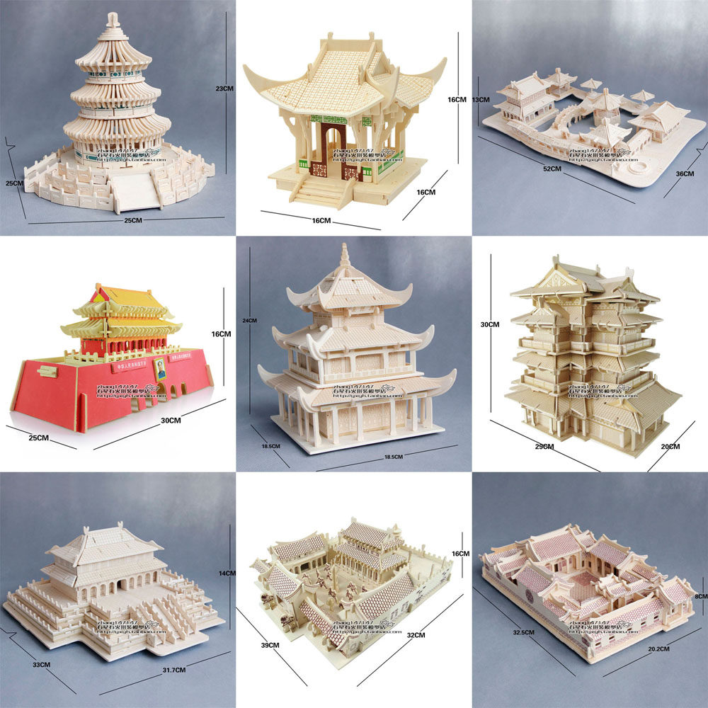 나무 조립 고대 중국 건물 모델 하우스 3DIY 캐빈 교육 장난감 수제 성인 입체 퍼즐 선물