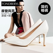 Feibolier 2015 new bovine patent leather pointed simplicity stilettos shoes women shoes FB51112311