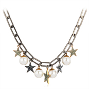 Mu-Mu accessories Acacia bridge Korea fashion pendant chain short money matching decorative imitation pearls hundred stars