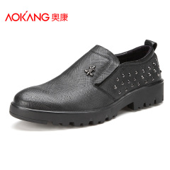 Aokang shoes leather new autumn new style trend of the Korean version of rivet sets foot in business dress shoes men